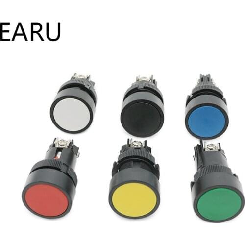10pcs/lot 22mm Momentary Mini Push Button Switch Circular Screws Flat Round Red Green Blue NO + NC XB2-EA142 XB2-EA131 XB2-EA121