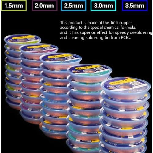10pcs/lot MECHANIC Solder Wick Remover 1.5/2.0/2.5/3.0/3.5mm Environmentally Desoldering Wire Braid BGA Soldering Repair Tools