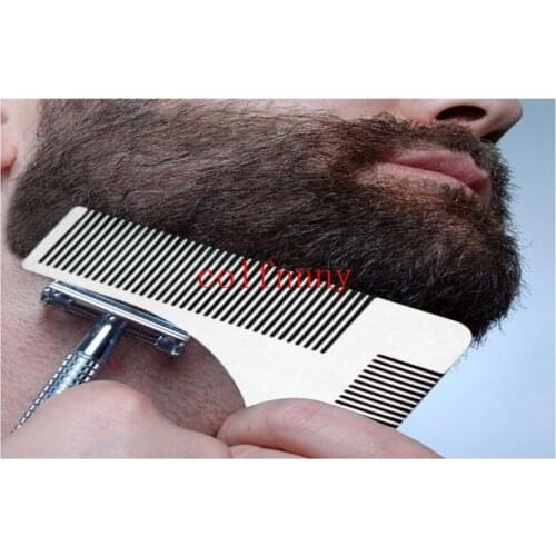 200pcs/lot Stainless Steel Beard Comb Styling Tool Shaving Handmade Cut Hair Molding Trim Template