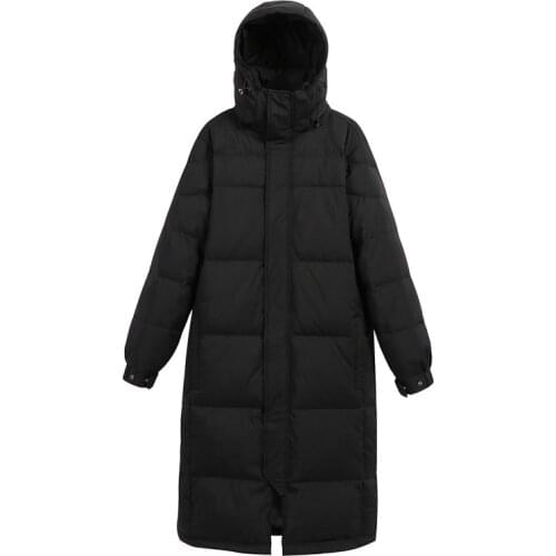 2021 New Winter Parkas White Duck Down Coat Female Women Loose Long Plus Size Overcoat Korean Style Ladies Hooded Puffer Jackets