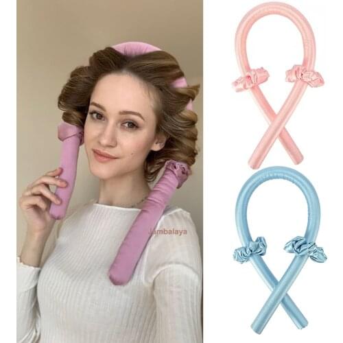 2021 Slik Satin Heatless Hair Curler Headband for Women Headbands Hair Wrap Curling Ribbon Scrunchies Headwear Hair Accessories