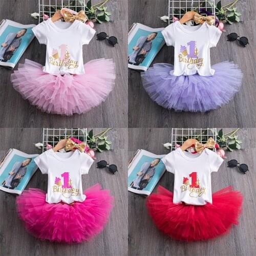 Baby Birthday Dress 1 Year 3pcs Outfits Infant Toddler Baby Girl Clothes Newborn Toddler Baby Dress Vestido One Year Clothing