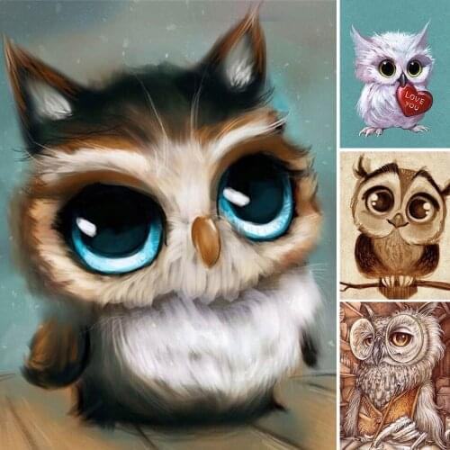 5D DIY Diamond Painting Owl Cross Stitch Kit Full Drill Square Embroidery Mosaic Cartoon Art Picture Of Rhinestones Decor Gift