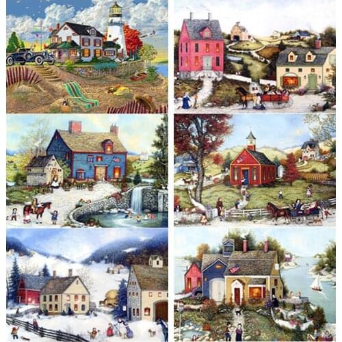 New 5D DIY Diamond Painting Full Square Round Drill Snow Scene Diamond Embroidery Scenery Cross Stitch Home Decor Manual Gift