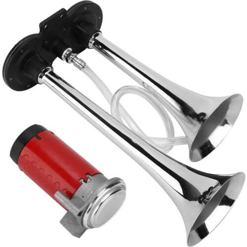 Car Dual Trumpet 12V 150dB Chrome Plated Black with Compressor Replacement for SUV Motorcycle Boat Off Road Air Horn