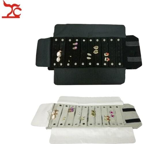 New Small Size Velvet Jewelry Display Storage Pouch Foldable Blank Grey Earring Stud Jewelry Organizer Travel Roll Bag 12*16cm