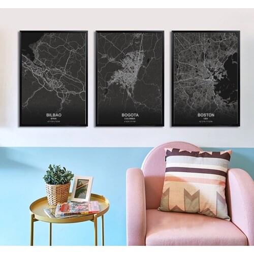 Bilbao Bogota Boston Brasilia Brussels Poster Canvas Art Prints Painting Wall Picture for Children Living Room Decor