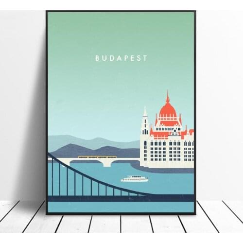 Budapest Illustration Canvas Travel Poster Prints Home Wall Art Decor Painting