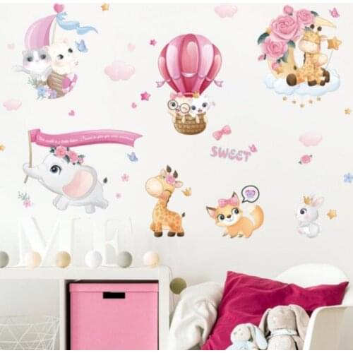 Sweet cartoon animal childrens room entrance cabinet wardrobe classroom bedside background decoration stickers