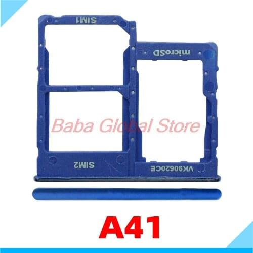 Phone SIM SD Card Trays For Samsung Galaxy A41 A415 Phone SIM Chip Card Slot Holder Socket Repair Parts