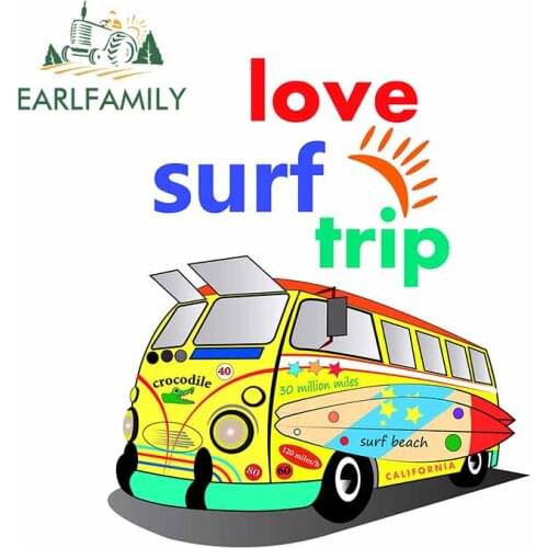 EARLFAMILY 13cm x 11cm for Love Surf Trip Car Stickers Custom Printing Decal Laptop Windows Waterproof Car Assessoires Decor