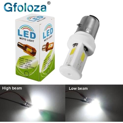 Gfoloza 1Pcs H6 BA20D LED Motocycle Headlight Ceramics Bulb For Motorbike Moped Scooter Headlamp White 6000K 2000LM 12V 24V