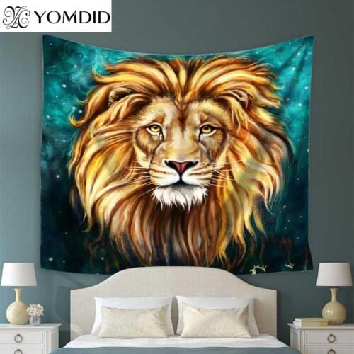 African Animals Pattern Tapestry Lion Howling 100% Polyster Tapestry Wall Hanging Beach Picnic Yoga Rug Living Room Decor 1pc