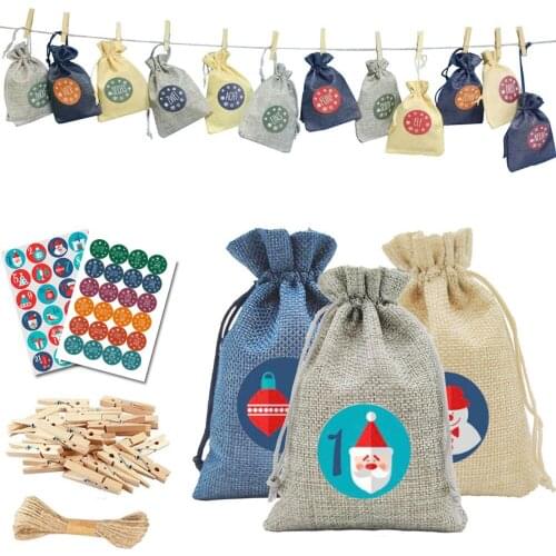 Christmas Advent Calendar 2021 Decorations, 24 Days Christmas Countdown Gift Bags Wall Tree Decorations For Home Like-minded