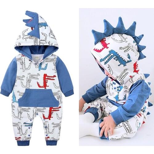 Spring Baby Jumpsuits Newborn Overalls Autumn Cute Dinosaur Boys Girls Clothes Baby Kids Long-sleeve Hoodies 3 6 9 12 24 Month