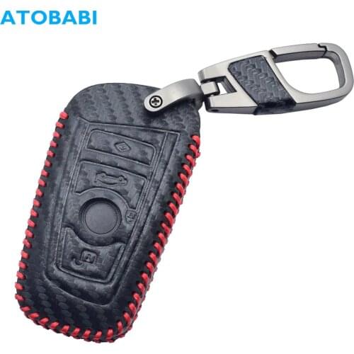 Leather Car Key Case Keychain For BMW F45 G30 G32 X4 X5 Series Smart Keyless Remote Control Fob Cover Holder Protector Accessory