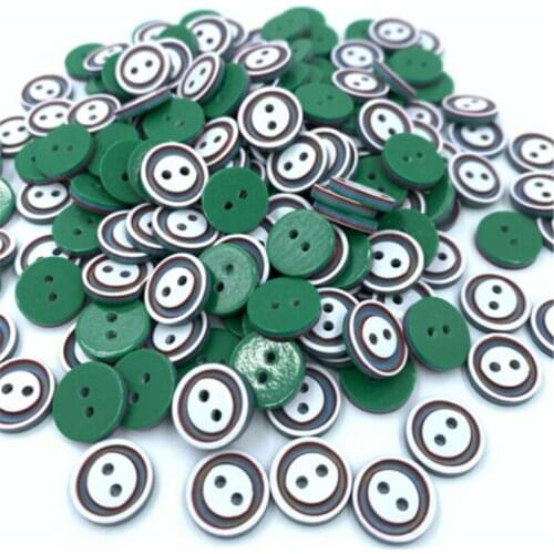 DIY 100X Round green bottom 2-holes Flat resin buttons Fit sewing Scrapbooking Handicraft decoration accessories 12mm
