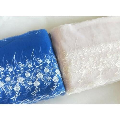 2 Colors 2 Yards Lace Trim Floral Flower Embroidered Tulle Lace 7.48 Inches Wide High Quality
