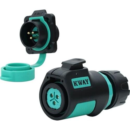 KWAY K20 Industrial Waterproof M20 3Pin Automotive Quick Connector Adapter Bulkhead Panel Mount Male Socket Female Aviation Plug