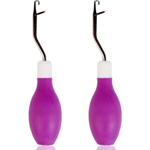 LMDZ 2Pcs Latch Hook Crochet Needle Knitting Needles Crochet Set Braid with Handle Making for Carpet Leather Canvas Repairing