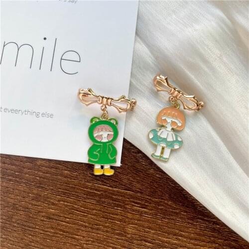 Cute Cartoon Raincoat Girl Enamel Brooches For Women Fashion Charms Lapel Badge Pins Bag Clothes Jewelry Birthday Gifts
