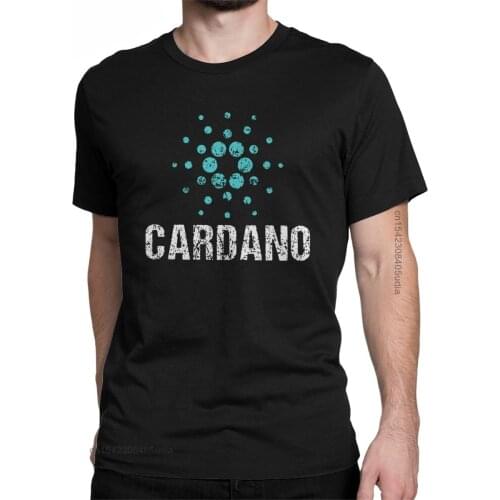 Cardano Ada Logo Cryptos Vintage Graphic T Shirts Men Cotton Hipster Tshirt Crew Neck Bitcoin Tees Short Sleeve Plus Size