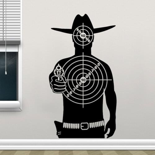 Target Shooting Gallery Cowboy Gun Game Sport Wall Sticker Vinyl Home Decor Room Decals Removable Interior Murals Wallpaper 4079
