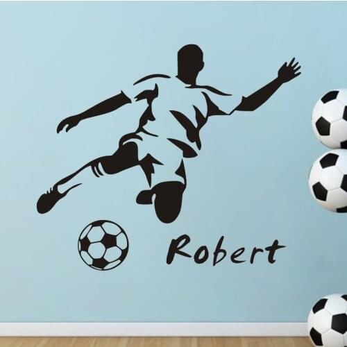 Football wall stickers Personalised name Football Player Wall Art Decal boys Any Name Vinyl Art Decal Kids bedroom