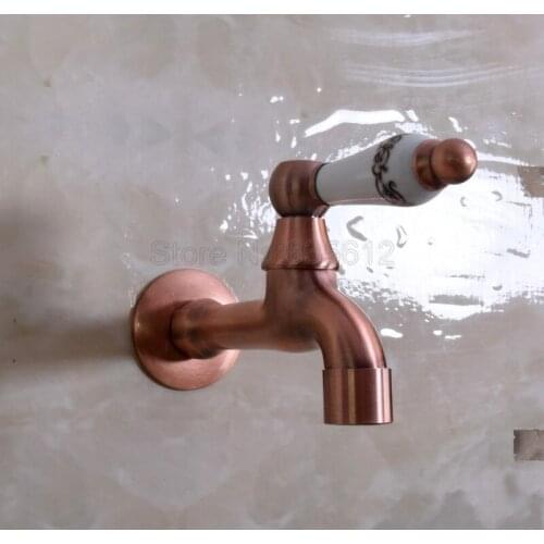 Wall Mounted Antique Red Copper Ceramic Handle Washing Machine Faucet /Garden Water Tap Wav308