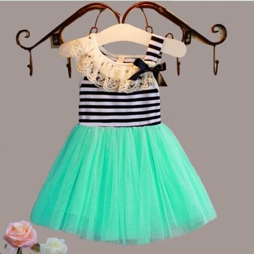 2020 New Summer Baby Girl Dress Stripe Bow Party Tutu Princess Dress Puffy Tulle Infantil Lace Kids Dresses For Girls Clothes