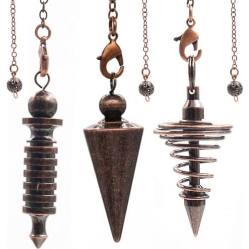 2021 New Retro Metal Divination Pendulum Pendant for Woman Spiral Antique Brass Rose Golden Pendulum Chain Jewelry Wholesale