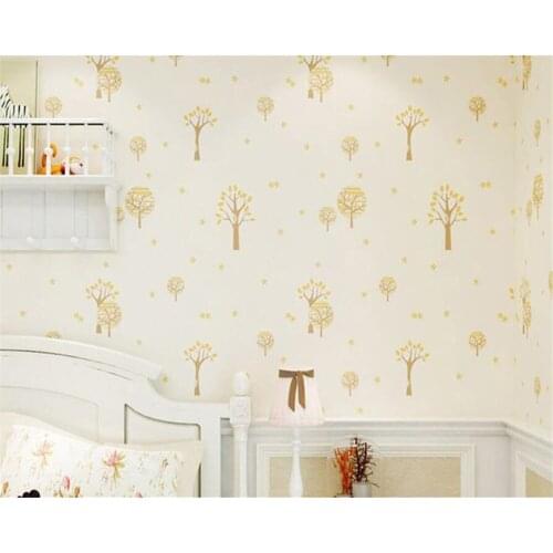 Beibehang papel de parede Kids room Wallpaper 3D Cute Cartoon Small Tree Warm Boy Girl Bedroom Green Nonwovens 3d Wallpaper