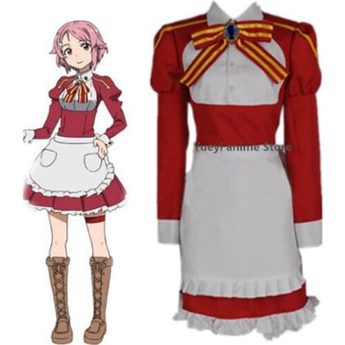 Anime Sword Art Online Lisbeth Maid Dress Cosplay Costume customized any size