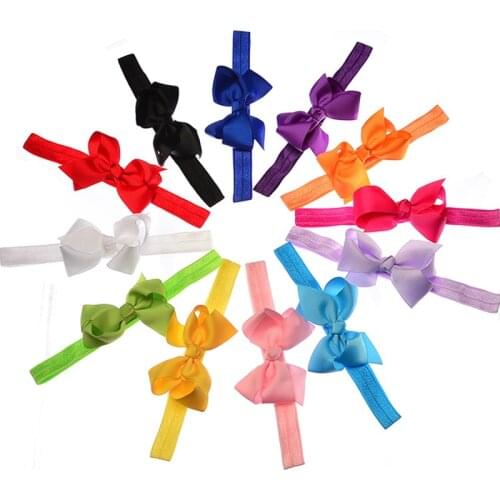 Nishine 10pcs/lot Newborn Bowknot Hairbands Elastic Kids Headbands Baby Girls Ribbon Bows Hair Accessories Photography Props