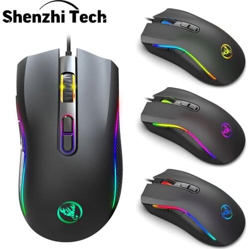 Wired Gaming Mouse Computer USB Adjustable 3200DPI Programmable Buttons RGB Lighting Modes Ergonomic Gaming Mice for PC