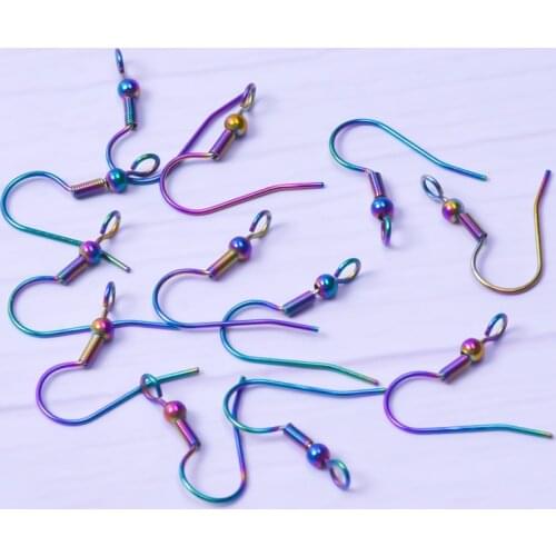 20pcs Rainbow Metal Fittings Earring Clasp Ear Hooks For Earring Making Jewelry Finding DIY Stainless Steel Accessories Material