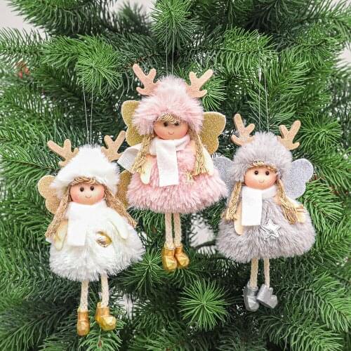 Christmas Little Angel Pendant Cute Mini Plush Angel Girl Pendant Christmas Tree Ornaments Xmas Decoration For Home Party Gifts