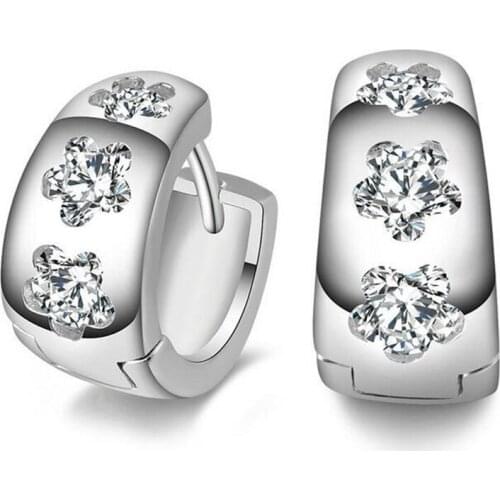 Popular 925 Sterling Silver Dazzling Geometric design Push-back Stud Earrings for Women & Girls Sterling-Silver-Jewelry #007