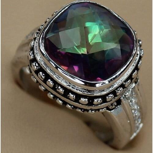 SHUNXUNZE Punk luxury big Engagement Wedding rings for women dropshipping Rainbow Cubic Zirconia Rhodium Plated R3278 size 6 7 8