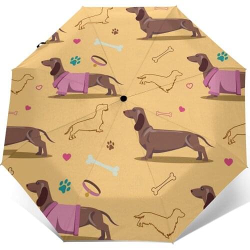 Cute Dachshund Windproof Automatic Folding Inverted Umbrella Portable Paraguas for Man Woman