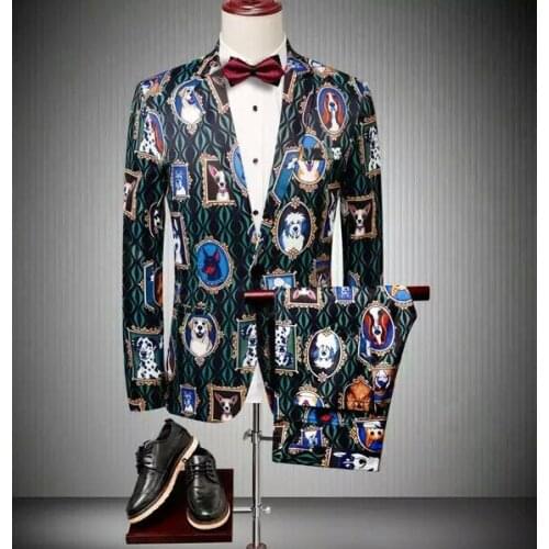 Tuxedos Mens Suits For Wedding Business Suit Best Man Wear Custom Made Peaky Blinders Two Pieces Suit Printed Suit(Jacket+Pants)