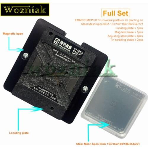 EMMC EMCP UFS BGA 153 162 169 186 221 254 Universal Maintenance Platform Planting Tin Net Suit Chip Repair tools