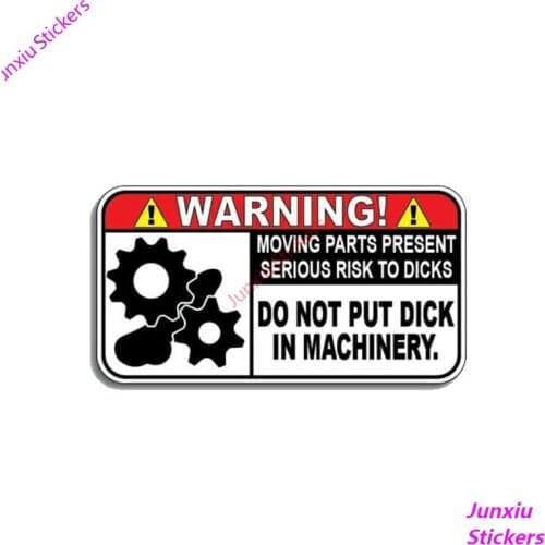 Warning In Machinery Vinyl Car-Stickers for Window Bumper Trunk Auto Motorcycles Uv Protection Decoration 11*6cm