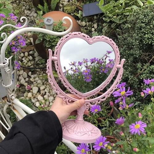 INS Desktop Makeup Mirror LOVE European retro Gothic Mirror Butterfly Rose Decor Beauty Tool Round Oval Heart Shape Mirror