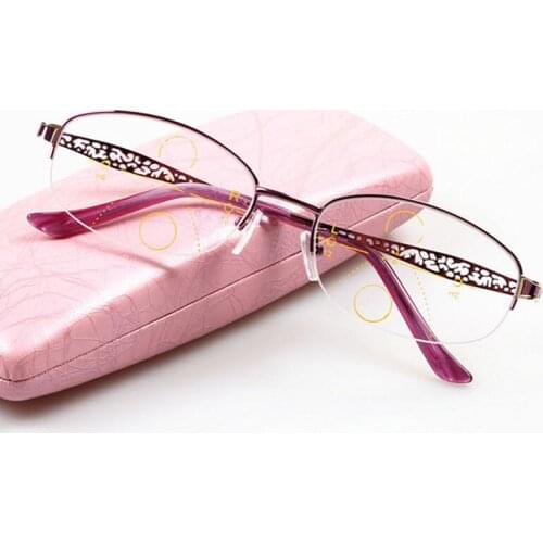 Women Retro Glasses Reading Eyeglasses Metal Frame Double Optical Glasses Portable Glasses Box R122