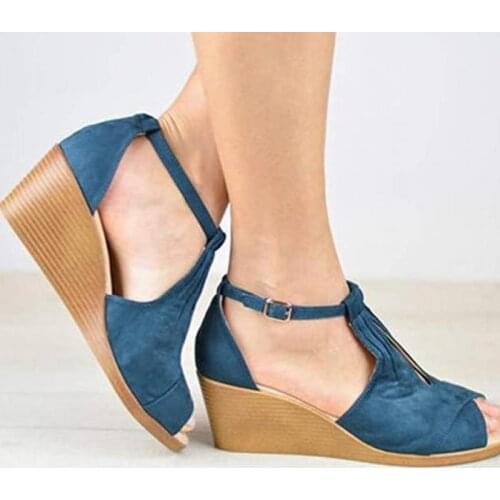 Women Sandals Wedge Sandals buckle strap Summer Women Shoes Peep Toe Ladies Sandals 2020 Women Shoes