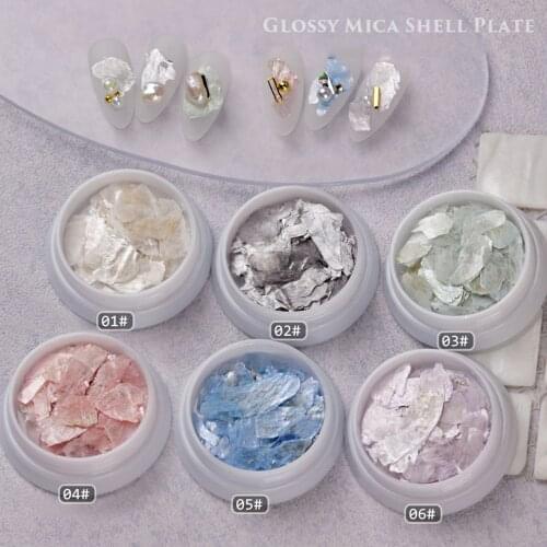 1 Box Natural Mica Slice Nail Art Decorations 3d Ultra Thin Shell Flakes Silk Decals Sticker Manicure Design Accessories DIY