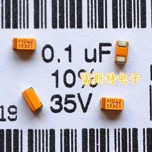 100PCS/LOT SMD tantalum capacitor 104V 0.1UF 35V A type 3216/1206 tantalum capacitor tantalum electrolytic polarity