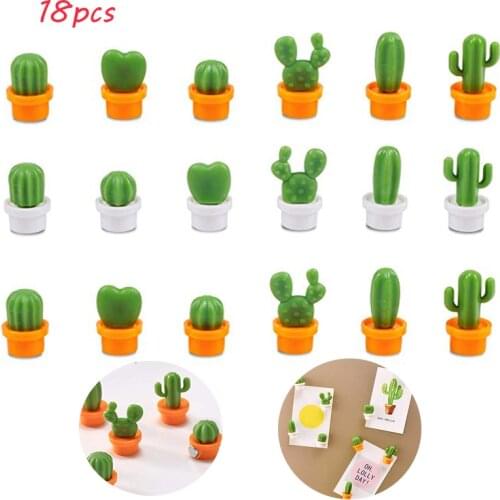 18Pcs Mini Creative Cactus Refrigerator Magnets Locker Fridge Magnets Notice Message Magnetic Stickers for House Office Decor