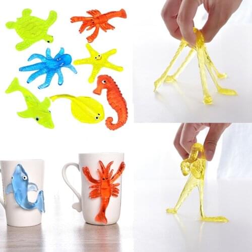 2pcs Sticky Ocean Animal Kids Party Favors Supplies Carnival Prize Assorted Colors Pinata Fillers Kids Funny Kid Toys